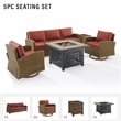 Crosley Furniture Bradenton 5-Piece Fabric Swivel Rocker & Sofa Set in Red