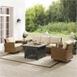 Crosley Furniture Bradenton 5-Piece Fabric Swivel Rocker & Sofa Set in Sand