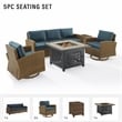 Crosley Furniture Bradenton 5-Piece Fabric Swivel Rocker & Sofa Set in Navy