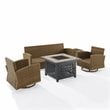 Crosley Furniture Bradenton 5-Piece Fabric Swivel Rocker & Sofa Set in Navy