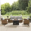 Crosley Furniture Bradenton 5-Piece Fabric Swivel Rocker & Sofa Set in Gray