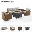 Crosley Furniture Bradenton 5-Piece Fabric Swivel Rocker & Sofa Set in Gray