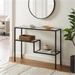 Crosley Furniture Sloane Modern Glass & Metal Console Table in Matte Black/Clear