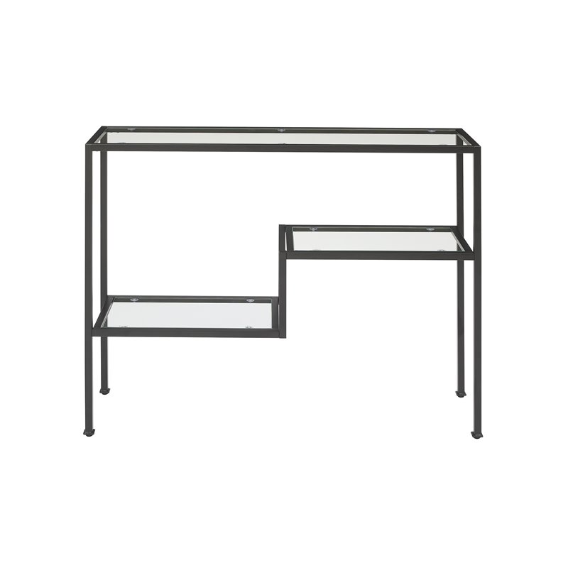 Crosley Furniture Sloane Modern Glass & Metal Console Table in Matte Black/Clear