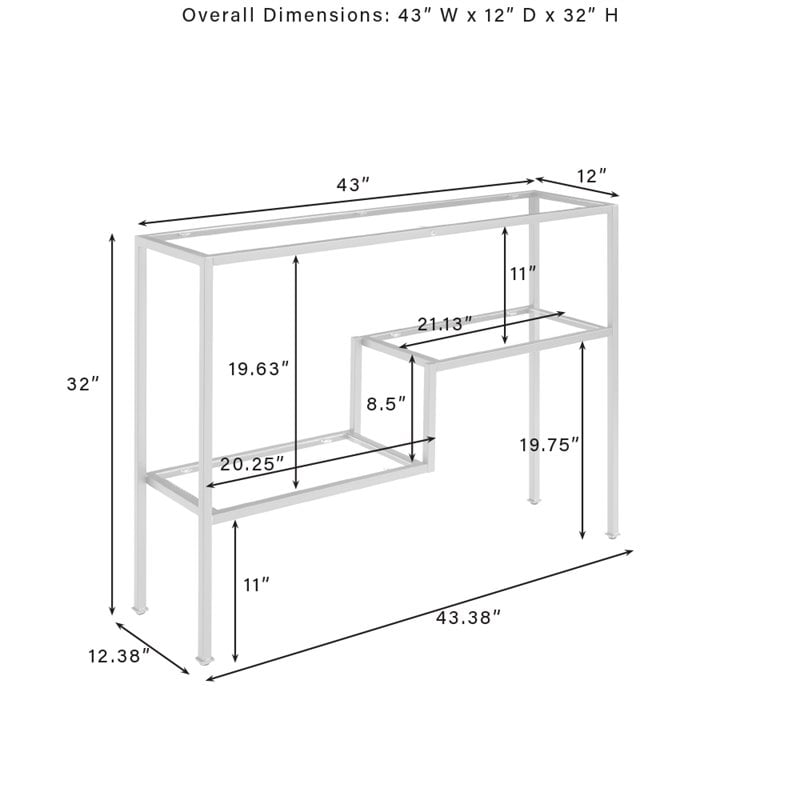 Crosley Furniture Sloane Modern Glass & Metal Console Table in Matte Black/Clear