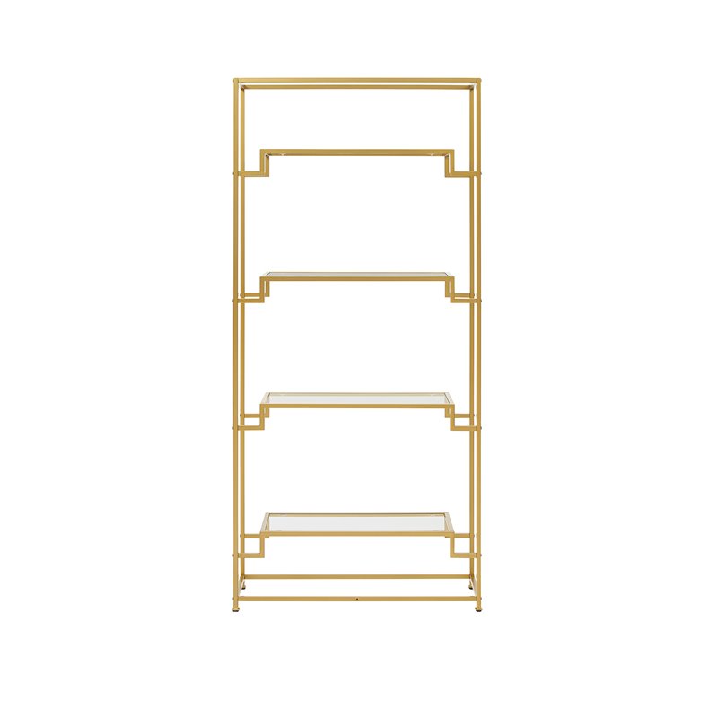 Crosley Furniture Celeste 4-Shelf Modern Glass & Metal Etagere in Gold