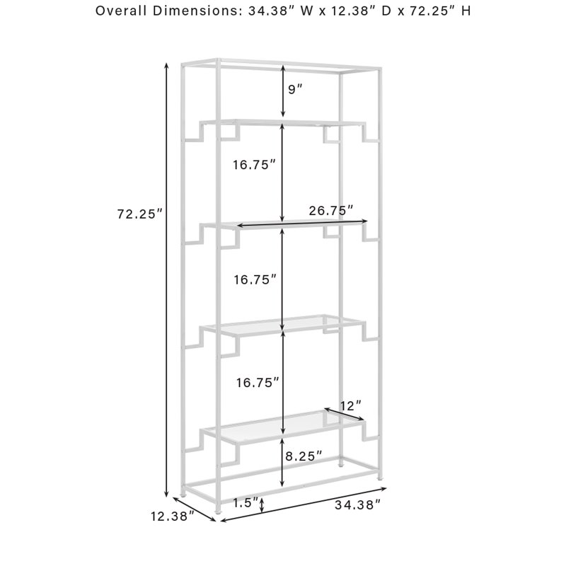 Crosley Furniture Celeste 4-Shelf Modern Glass & Metal Etagere in Gold