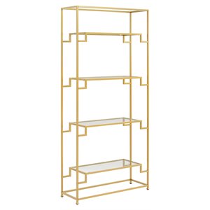 Crosley Furniture Celeste 4-Shelf Modern Glass & Metal Etagere in Gold