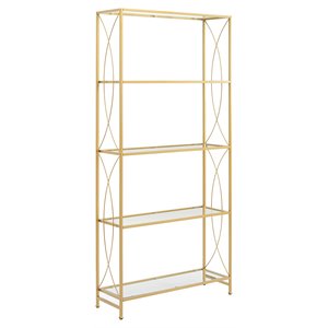 crosley furniture helena 5-shelf traditional glass & metal etagere in gold
