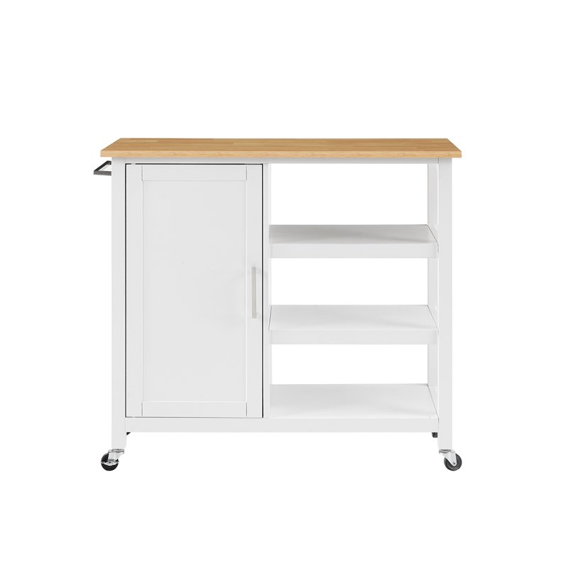 Crosley Furniture Tristan 1-Door Modern Wood Kitchen Island in White/Natural