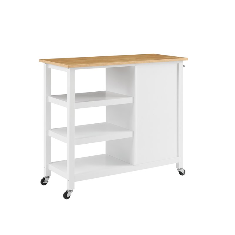 Crosley Furniture Tristan 1-Door Modern Wood Kitchen Island in White/Natural