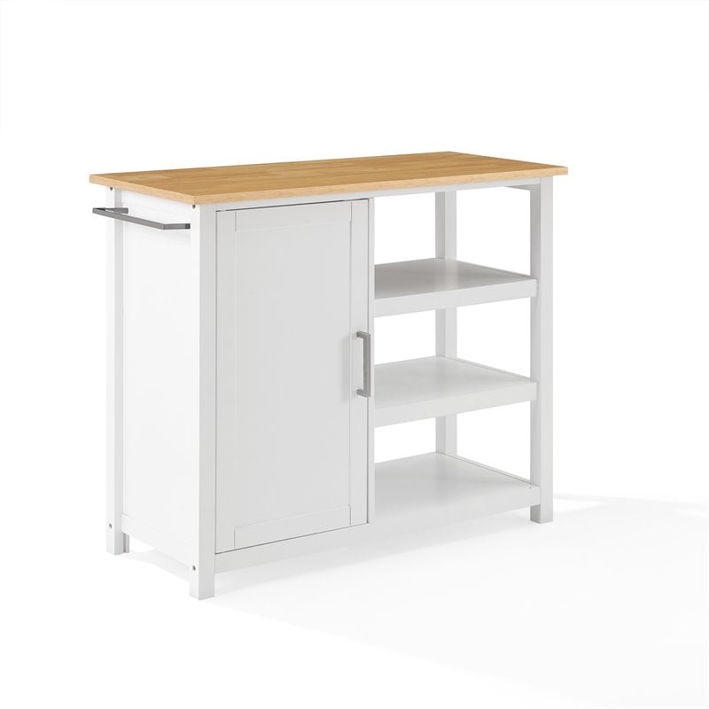 Crosley Furniture Tristan 1-Door Modern Wood Kitchen Island in White/Natural