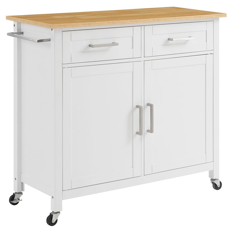 Crosley Furniture Tristan 2-Door Modern Wood Kitchen Island in White ...