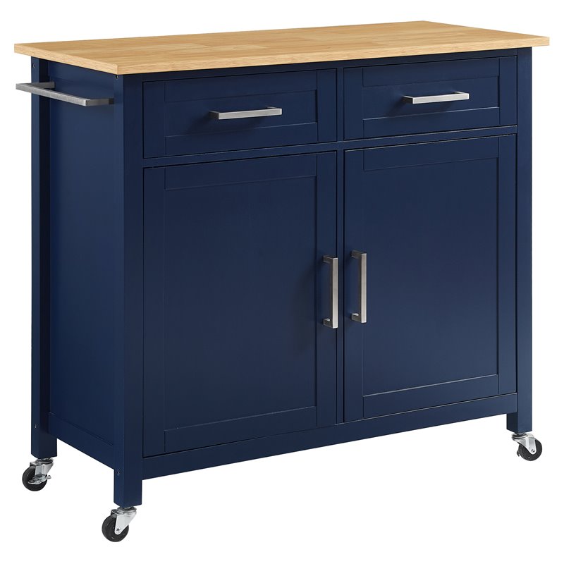 Crosley Furniture Tristan 2-Door Modern Wood Kitchen Island in Navy ...