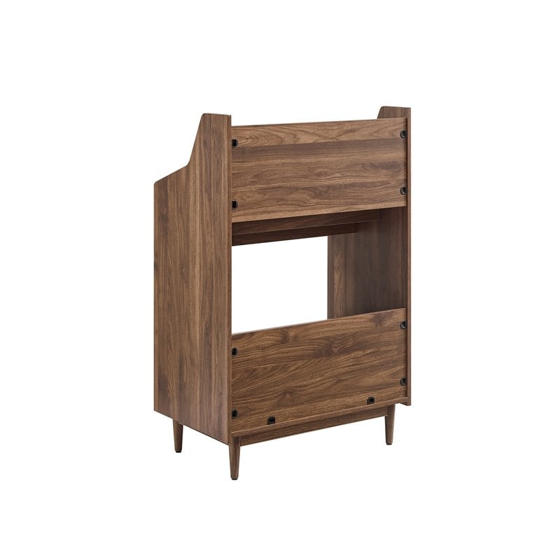 Crosley Furniture Liam 2-Shelf Mid-Century Wood Storage Stand in Walnut