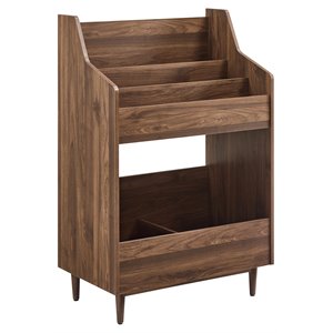 Crosley Furniture Liam 2-Shelf Mid-Century Wood Storage Stand in Walnut