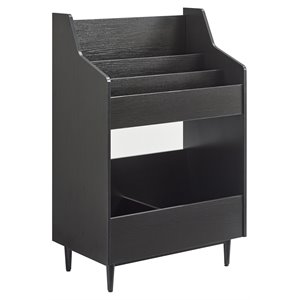 Crosley Furniture Liam 2-Shelf Mid-Century Wood Storage Stand in Black