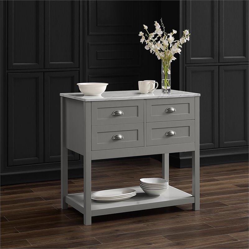 Crosley Furniture Connell Modern Wood Kitchen Island/Cart in Gray/White