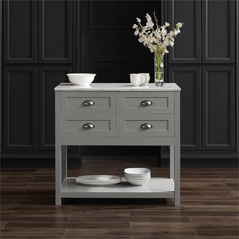 Crosley Furniture Connell Modern Wood Kitchen Island/Cart in Gray/White