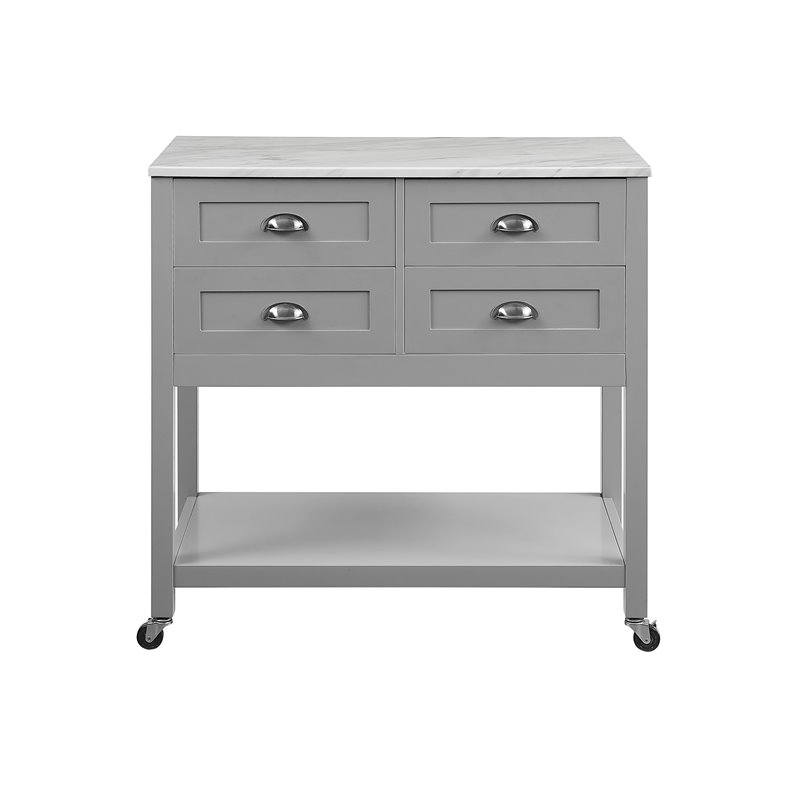Crosley Furniture Connell Modern Wood Kitchen Island/Cart in Gray/White