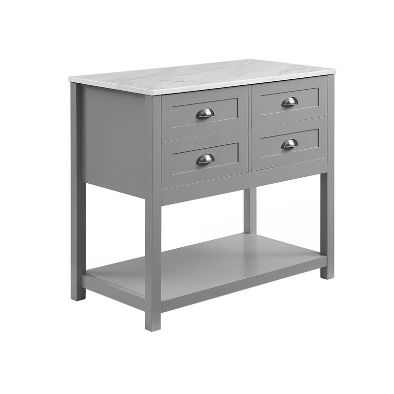 Crosley Furniture Connell Modern Wood Kitchen Island/Cart in Gray/White