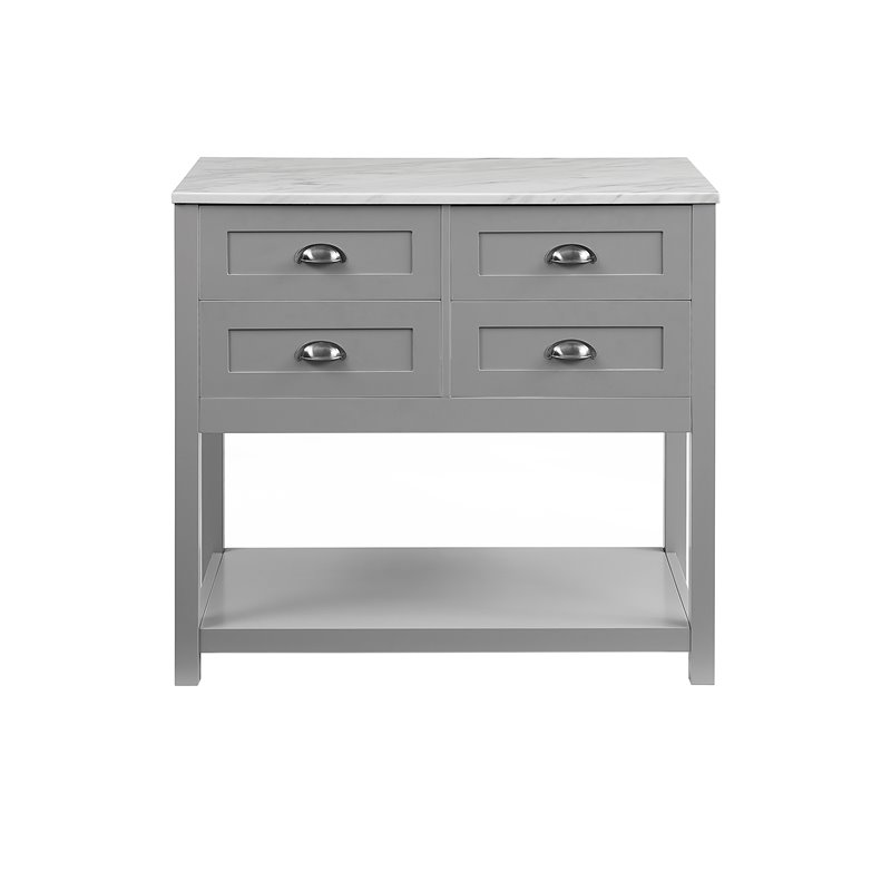 Crosley Furniture Connell Modern Wood Kitchen Island/Cart in Gray/White
