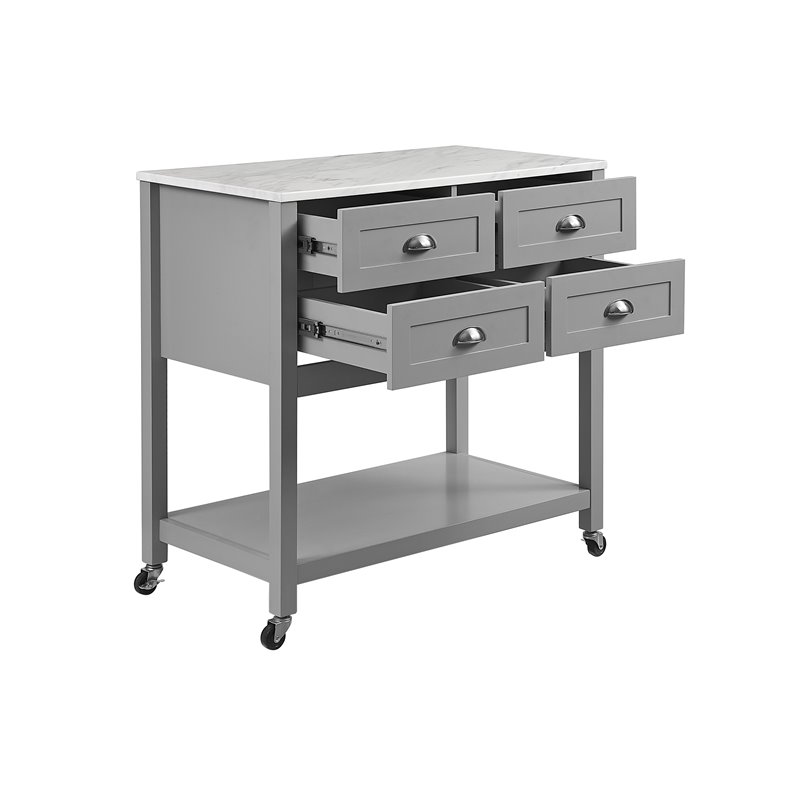 Crosley Furniture Connell Modern Wood Kitchen Island/Cart in Gray/White