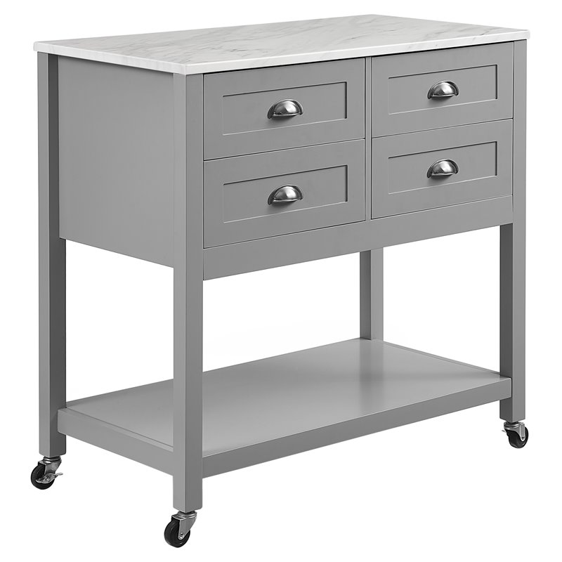 Crosley Furniture Connell Farmhouse Wood Kitchen Island in Gray/White