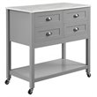 Crosley Furniture Connell Modern Wood Kitchen Island/Cart in Gray/White