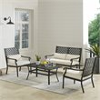 Crosley Furniture Alistair Metal Outdoor Sofa Set in Cream/Matte Black