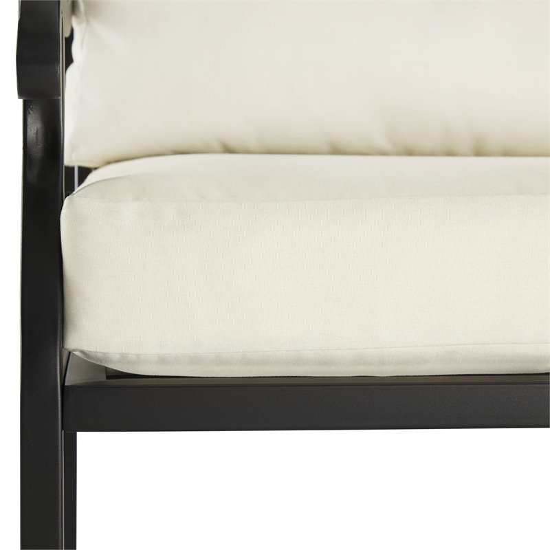 Crosley Furniture Alistair Metal Outdoor Sofa Set in Cream/Matte Black