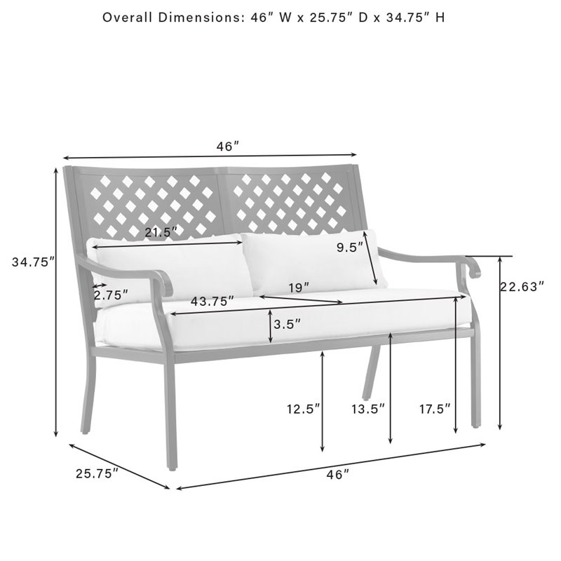 Crosley Furniture Alistair Metal Outdoor Sofa Set in Cream/Matte Black