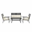 Crosley Furniture Alistair Metal Outdoor Sofa Set in Cream/Matte Black