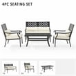 Crosley Furniture Alistair Metal Outdoor Sofa Set in Cream/Matte Black