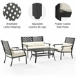 Crosley Furniture Alistair Metal Outdoor Sofa Set in Cream/Matte Black