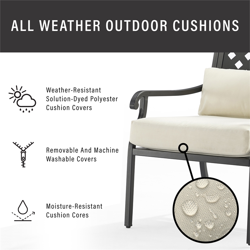 Crosley Furniture Alistair Metal Outdoor Sofa Set in Cream/Matte Black