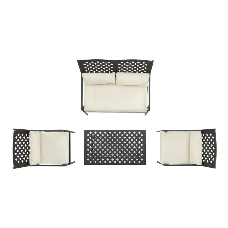 Crosley Furniture Alistair Metal Outdoor Sofa Set in Cream/Matte Black