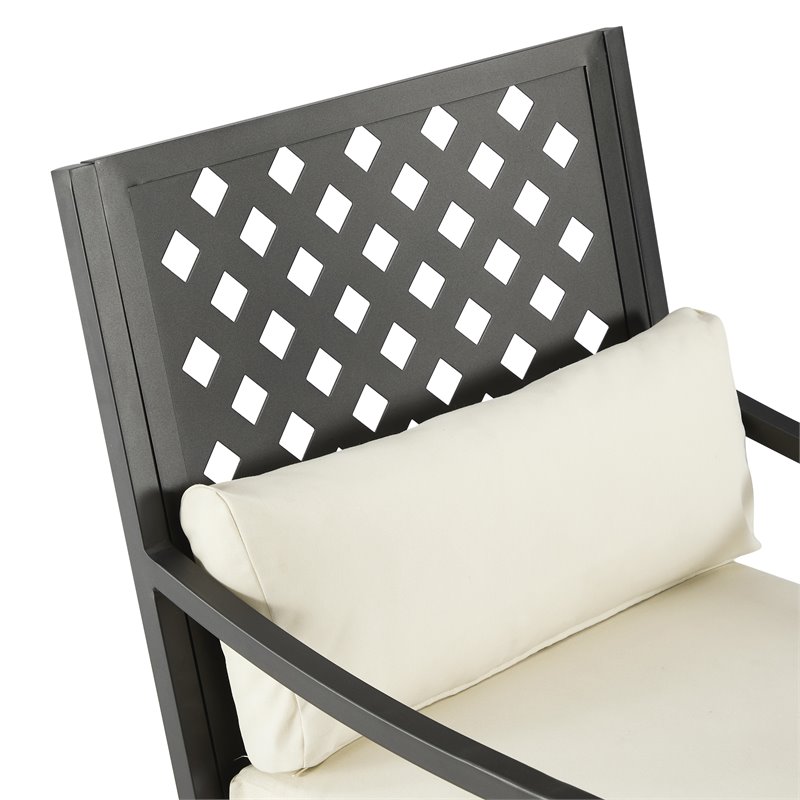 Crosley Furniture Alistair Metal Outdoor Sofa Set in Cream/Matte Black