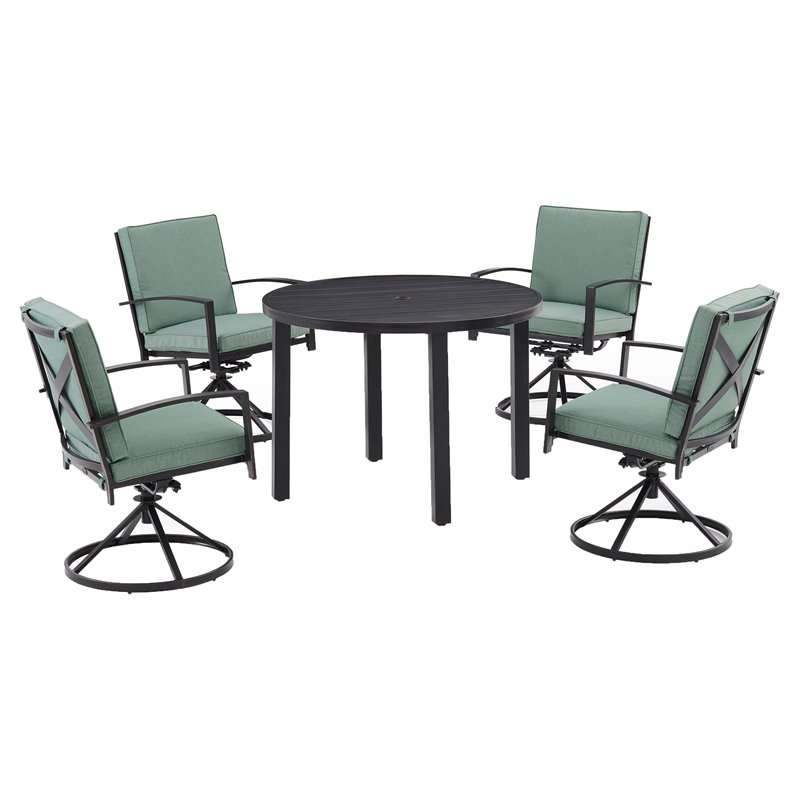 Crosley Furniture Kaplan 5-Piece Fabric Swivel Patio Dining Set in Mist ...