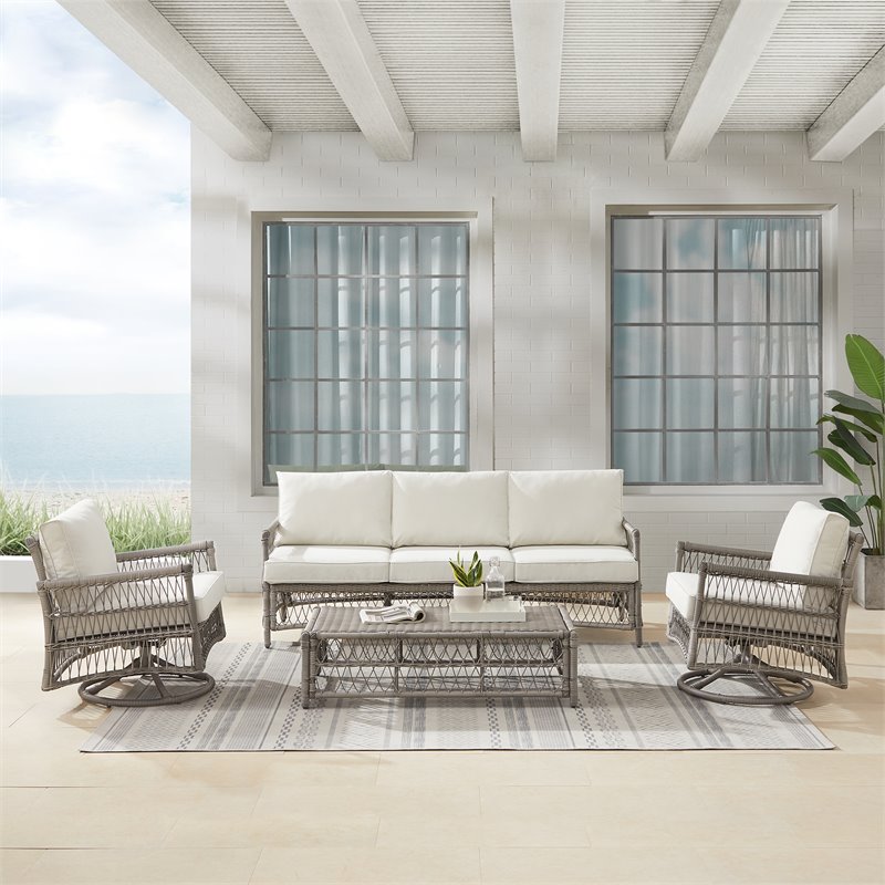 Crosley Furniture Thatcher 4-Piece Fabric Outdoor Sofa Set in Cream