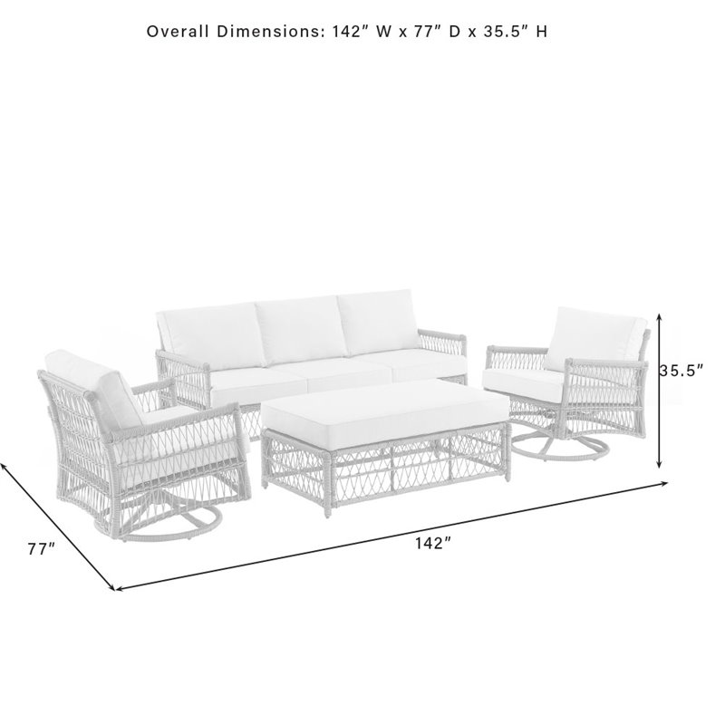 Crosley Furniture Thatcher 4-Piece Fabric Outdoor Sofa Set in Cream