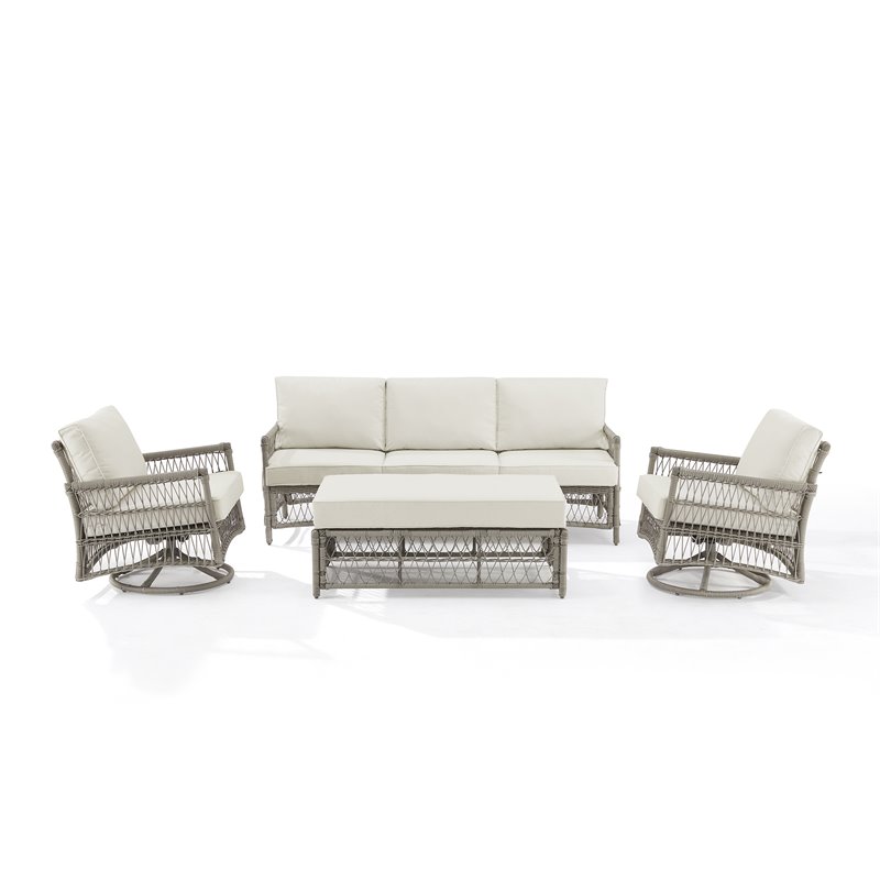 Crosley Furniture Thatcher 4-Piece Fabric Outdoor Sofa Set in Cream