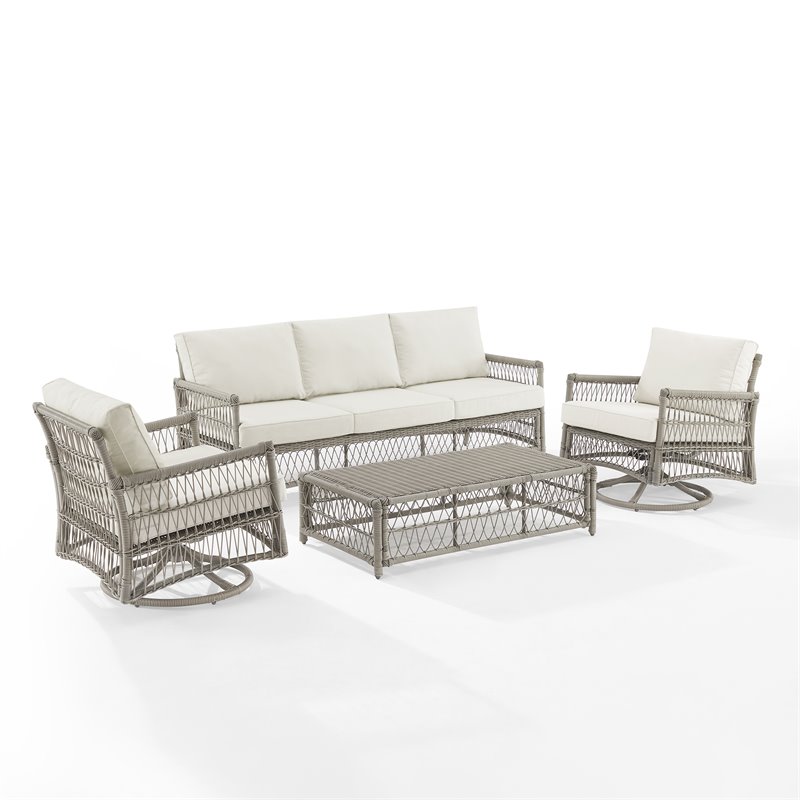 Crosley Furniture Thatcher 4-Piece Fabric Outdoor Sofa Set in Cream