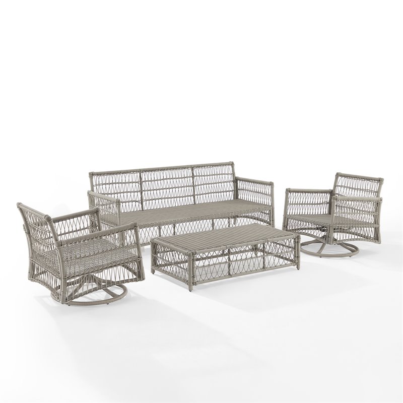 Crosley Furniture Thatcher 4-Piece Fabric Outdoor Sofa Set in Cream