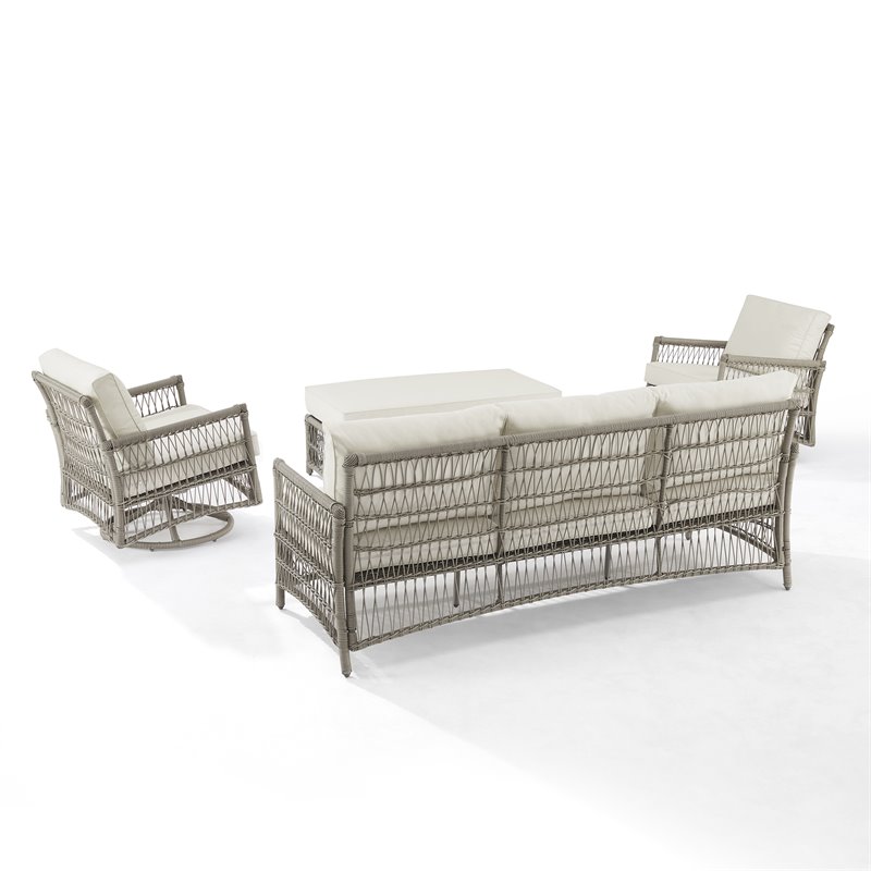 Crosley Furniture Thatcher 4-Piece Fabric Outdoor Sofa Set in Cream