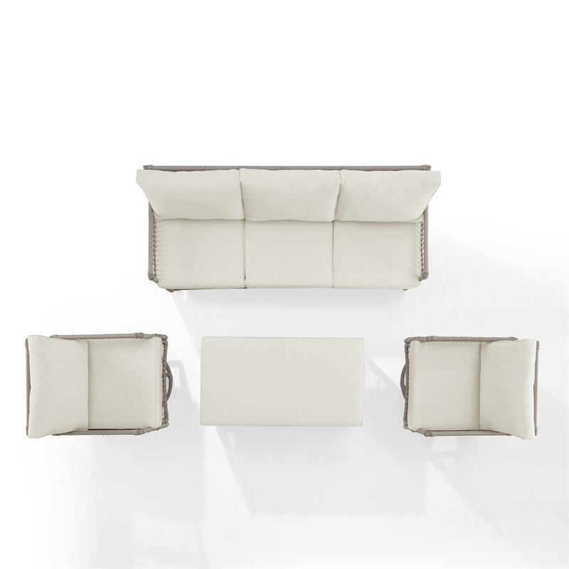 Crosley Furniture Thatcher 4-Piece Fabric Outdoor Sofa Set in Cream