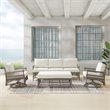 Crosley Furniture Thatcher 4-Piece Fabric Outdoor Sofa Set in Cream