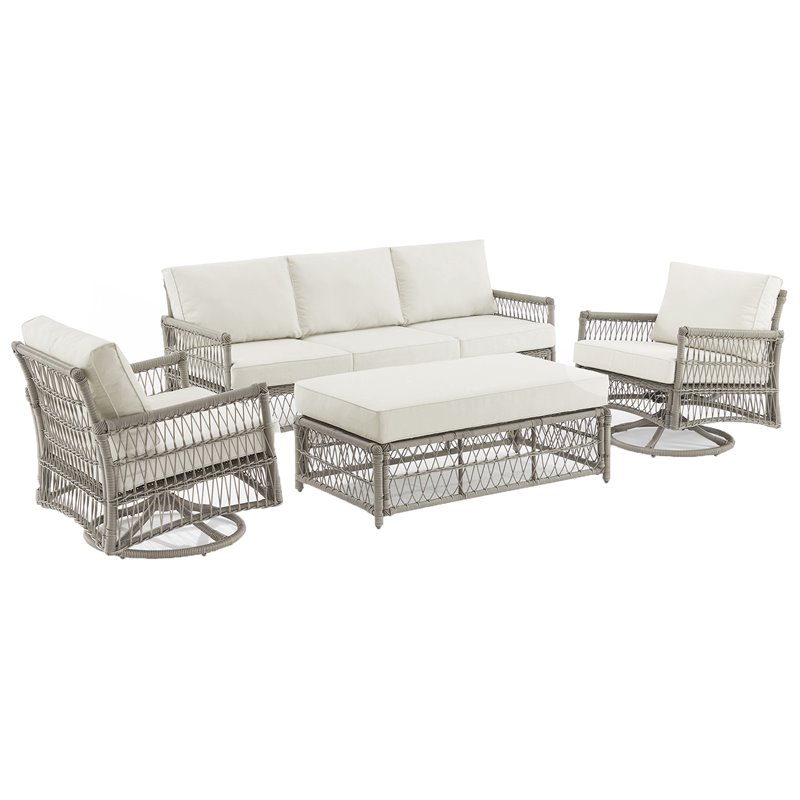 Crosley Furniture Thatcher 4Piece Fabric Outdoor Sofa Set in Cream