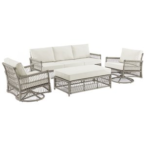 Crosley Furniture Thatcher 4-Piece Fabric Outdoor Sofa Set in Cream