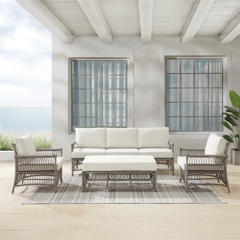 Crosley Furniture Thatcher 4Piece Fabric Outdoor Sofa Set in Cream